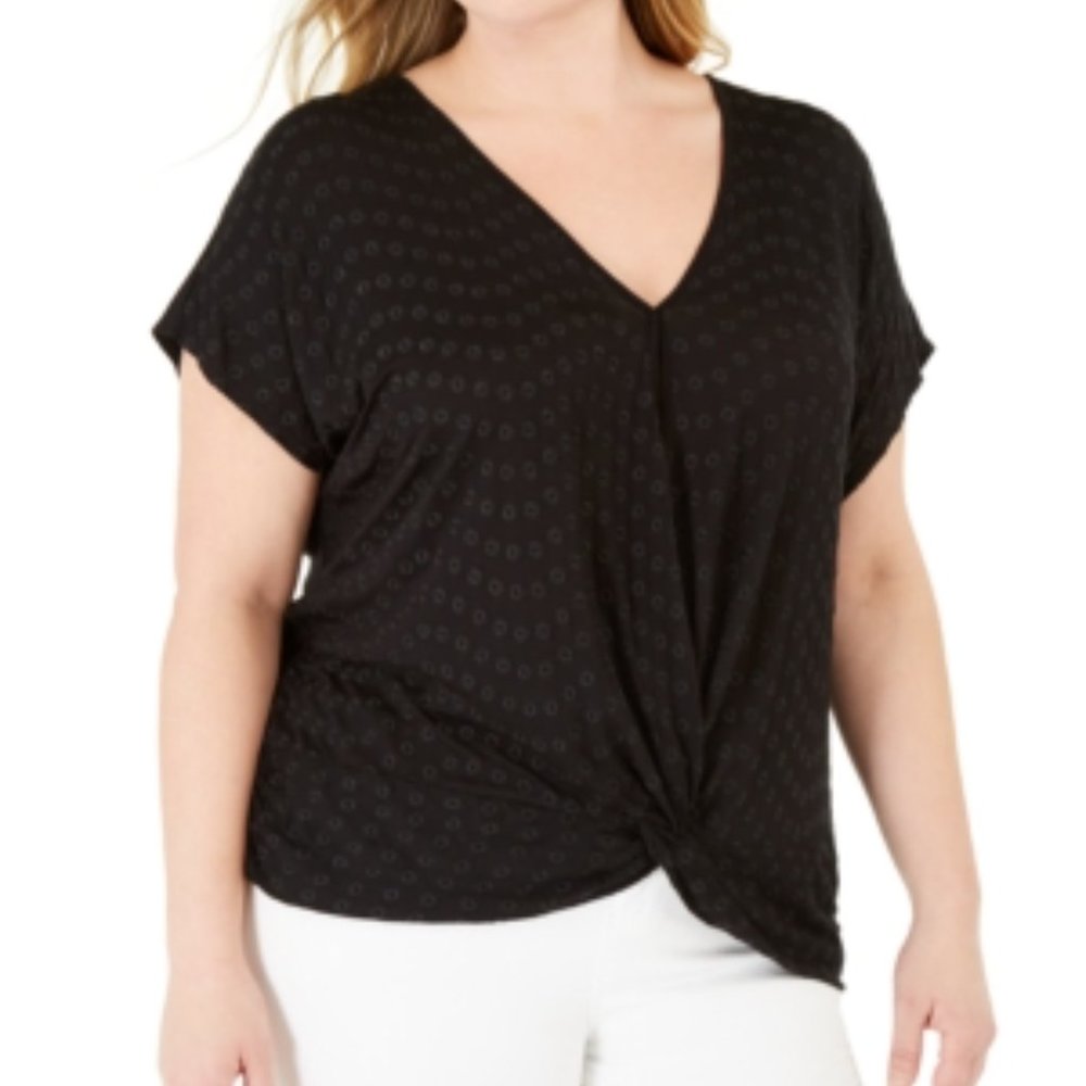 Inc International Concepts Black Twist Front Top